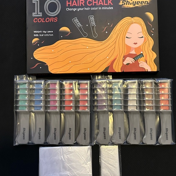 New - 10 Pc Temporary Hair Chalk Wax Combs for Kids, 10 Bright Washable Colors - Picture 10 of 15